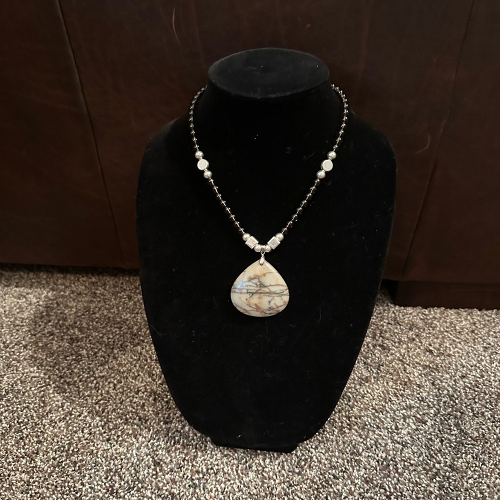 Hand Crafted Smokey Quartz, Jasper & Sterling Silver Pendant Necklace